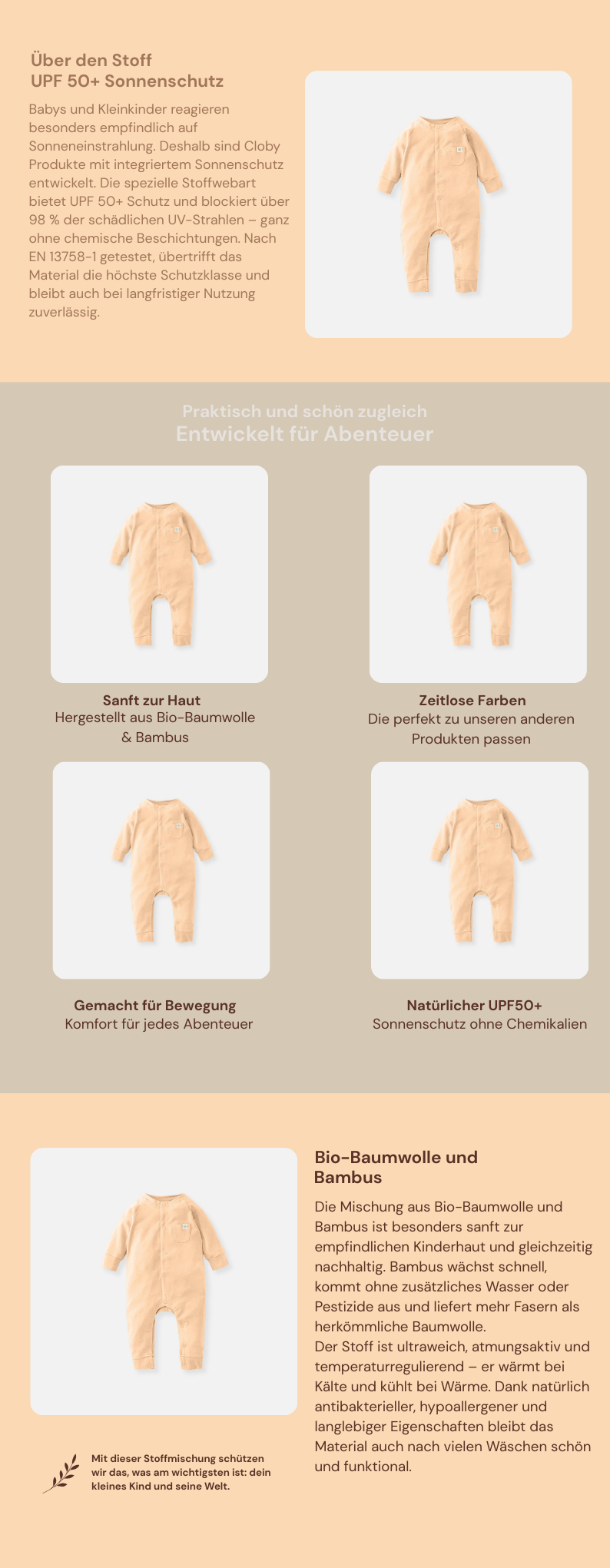 Cloby Spielanzug in Peachy Summer – UPF 50+