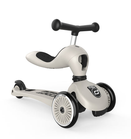Scoot & Ride Highwaykick 1 ash - 2 in 1 Kickboard mit Sitz - 1-5 Jahre