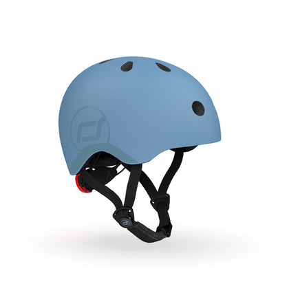 Scoot and Ride Kinderhelm Größe S steel sicherer Helm mit LED Licht für Kinder