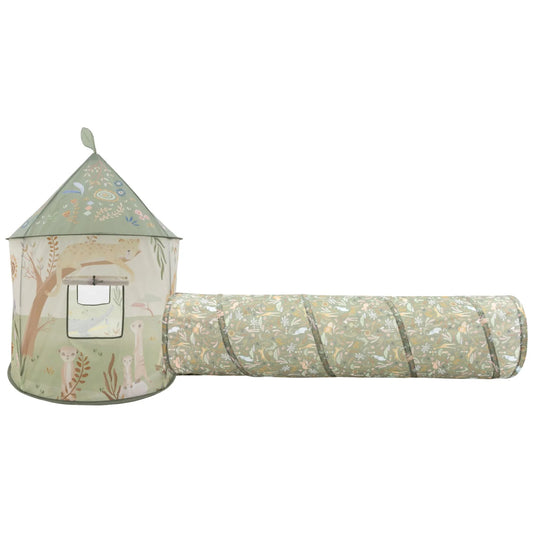 Spielzelt mit Kriechtunnel Grün Safari Friends Gesamtansicht