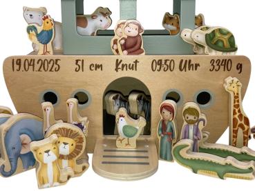 Arche Noah Holz personalisiert - Zur Geburt Little Dutch