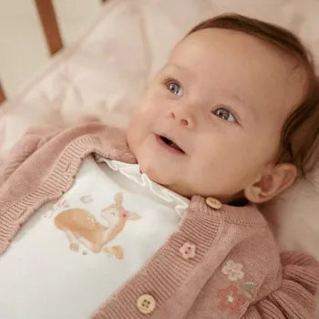 Little Dutch rosa Strickjacke Fairy Pink Rüschen - Baumwolle Bio Gr. 44 -74