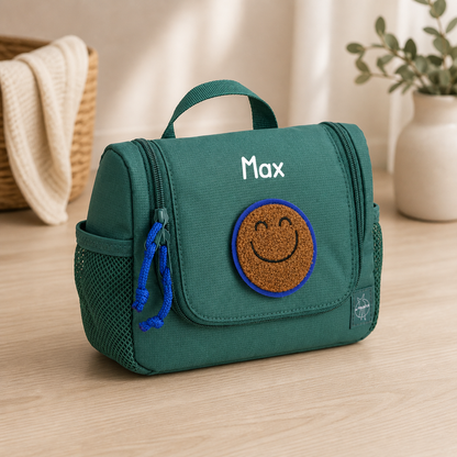 Lässig Kulturbeutel Kinder Smile  - Little Gang dunkelgrün Personalisierung mit Namen