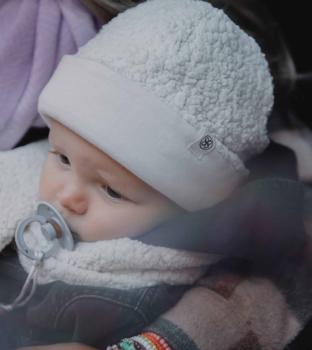 Cloby Teddyfell Set aus Mütze, Schal und Fäustlinge weiß 6-12 Monate