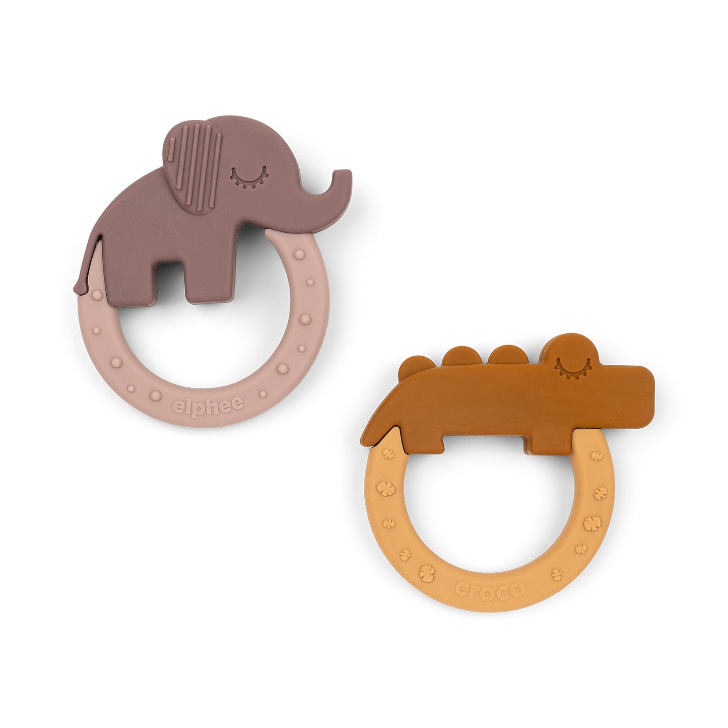 Done by Deer Beißring 2er Set deer friends Senfgelb Rosa – Detailansicht