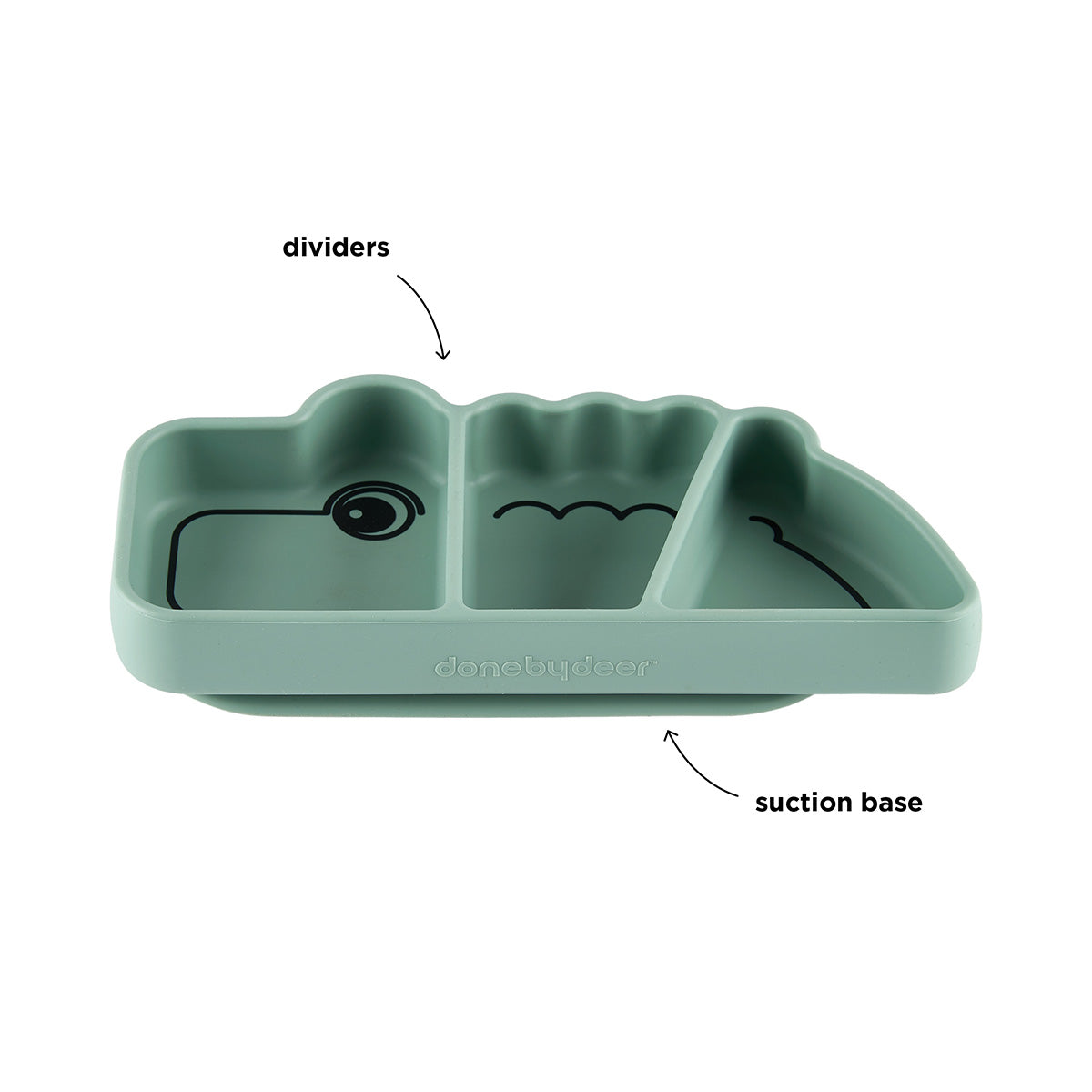 done by deer Silikon Stick & Stay Teller Croco - grün Teller – Detailansicht