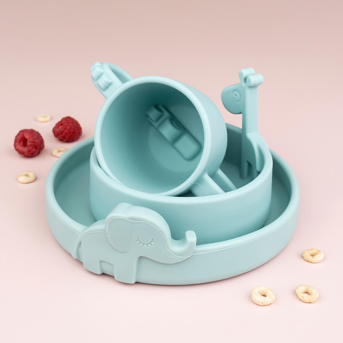 Done by Deer Silikon Teller Peekaboo plate Elphee Blue 1719832 - das Guck Guck Tellerchen in blau EAN 5712643024552 – Aufbau