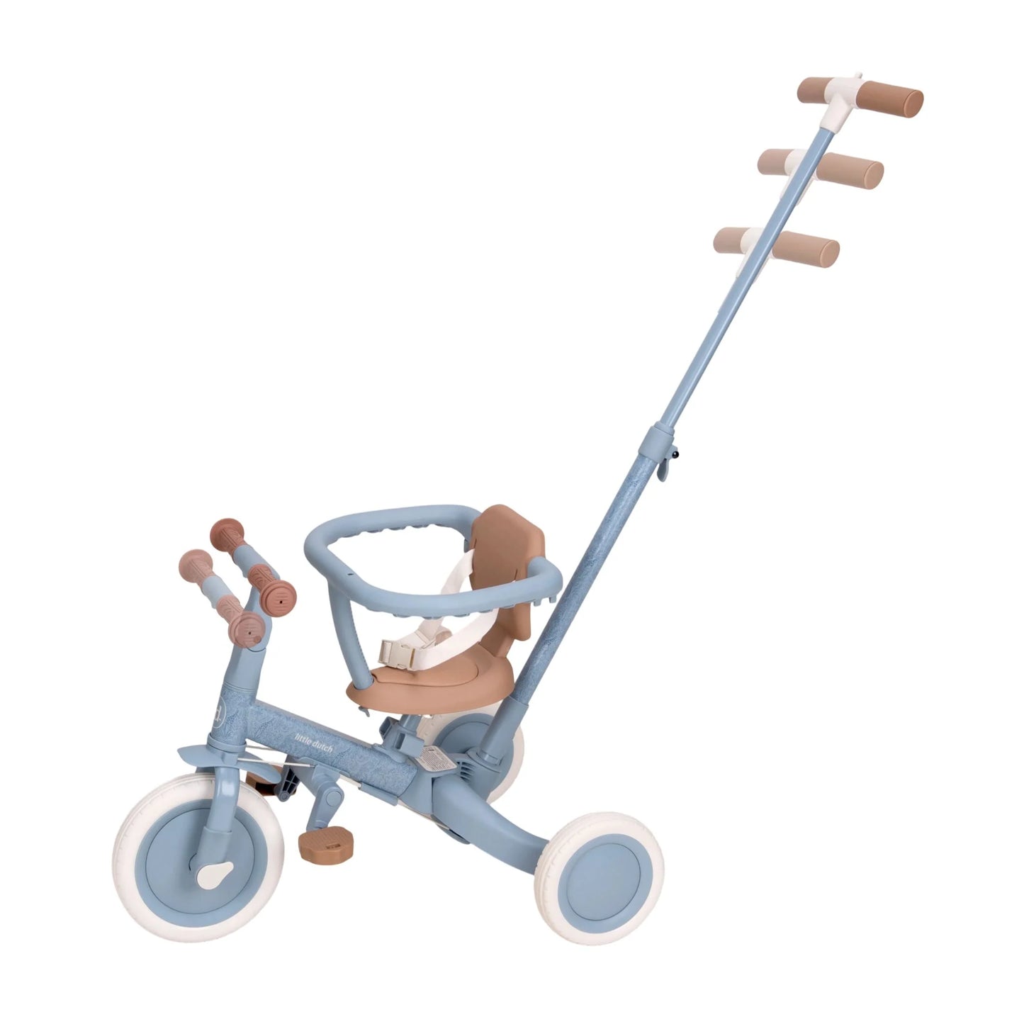 Little Dutch Dreirad 4 in 1 mit Griff Safari Blue blau von der Seite