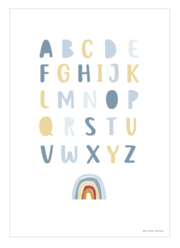 Little Dutch Poster A3 Regenbogen & Alphabet Blau Detailansicht