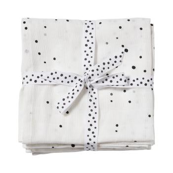 Done by Deer Spucktücher 2er Set Dreamy dots weiss mit schwarzen Punkten - Burp cloth white