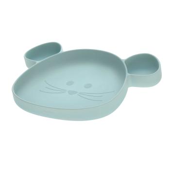 Lässig Silikonteller mit Saugfuß Motiv Maus Farbe blau- Section Plate, Little Chums