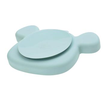 Lässig Silikonteller mit Saugfuß Motiv Maus Farbe blau- Section Plate, Little Chums Detailansicht
