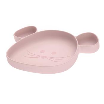 Lässig Silikonteller mit Saugfuß Maus rosa