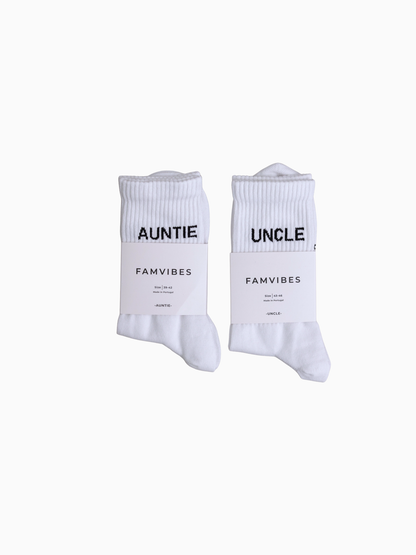 Famvibes Auntie & Uncle Socken Set weiß