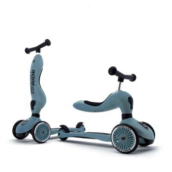Scoot & Ride Highwaykick 1 steel - 2 in1 Kickboard mit Sitz blau 1-5 Jahre