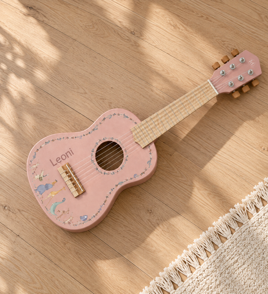 Little Dutch Holzgitarre Rosa Safari Friends personalisiert mit Namen Leoni