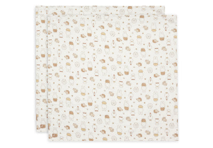 Jollein Mullwindeln Hydrophil 115x115cm - Miffy Family Farm - 2 Stück 535-852-68156