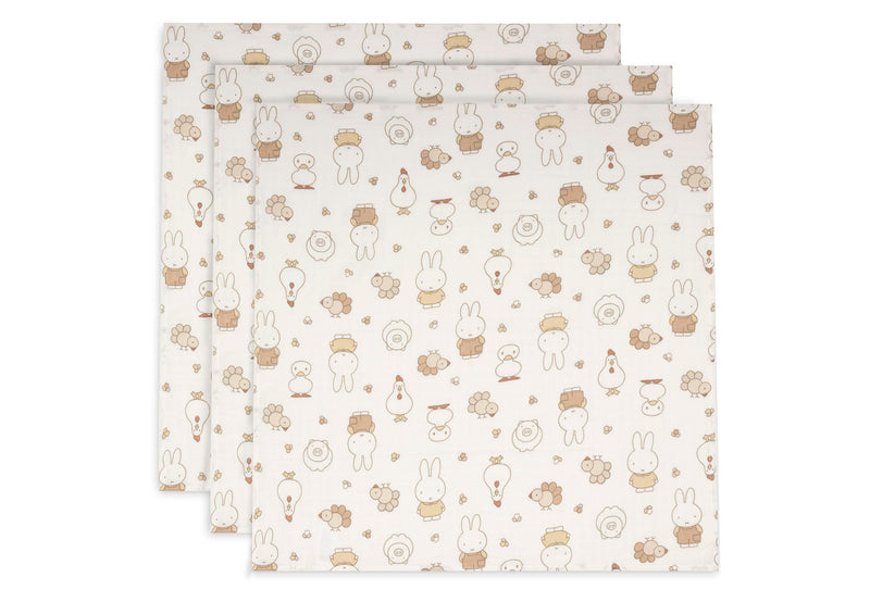 Jollein Mullwindeln Hydrophil 70x70cm - Miffy Family Farm - 3 Stück 535-851-68156 Tuch Jollein – Studio Produktbild Frontansicht