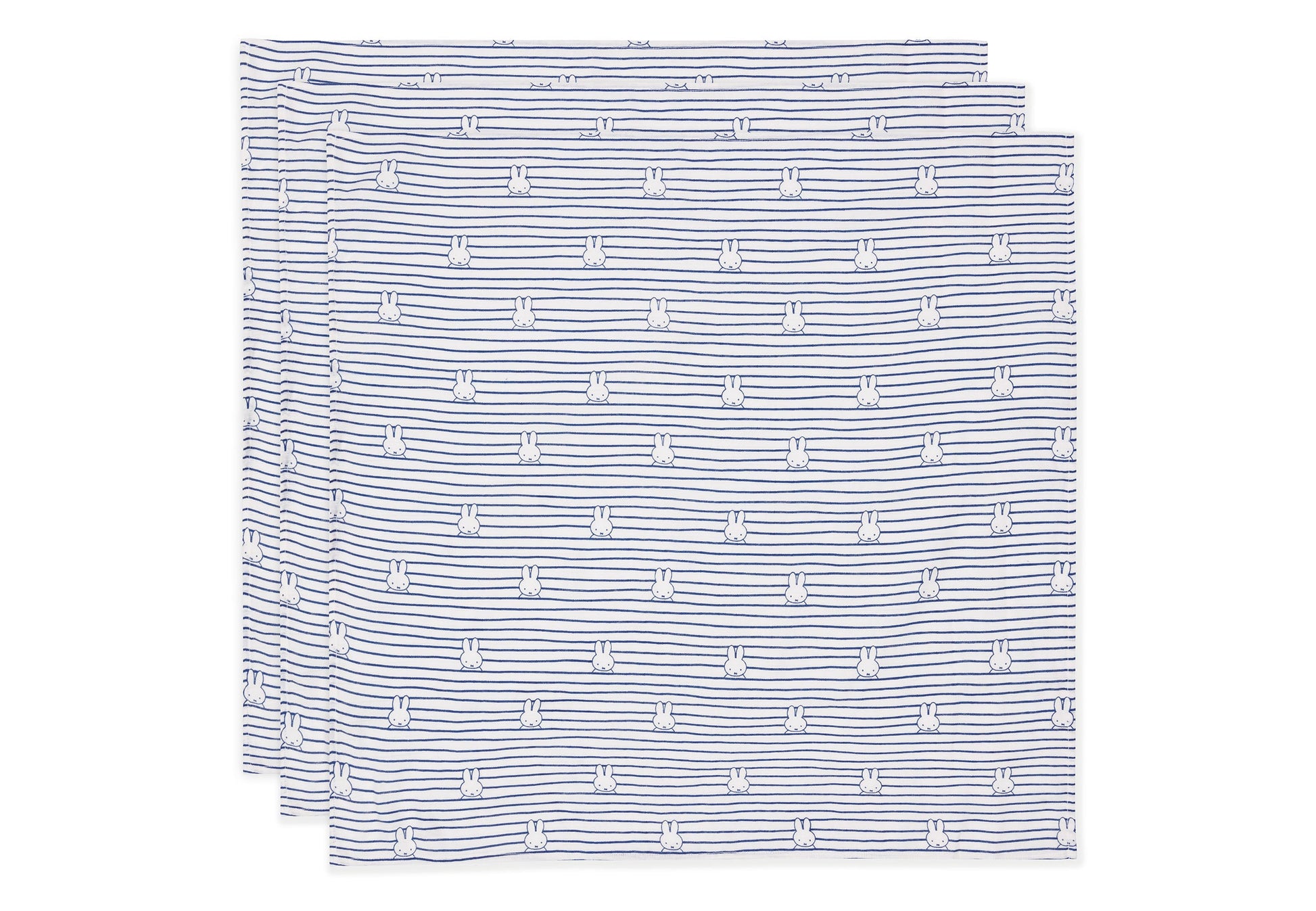 Jollein Spucktuch Hydrophil 70x70cm Miffy Stripe - 3 Stück 535-851-68008 Tuch Jollein – Studio Produktbild Frontansicht