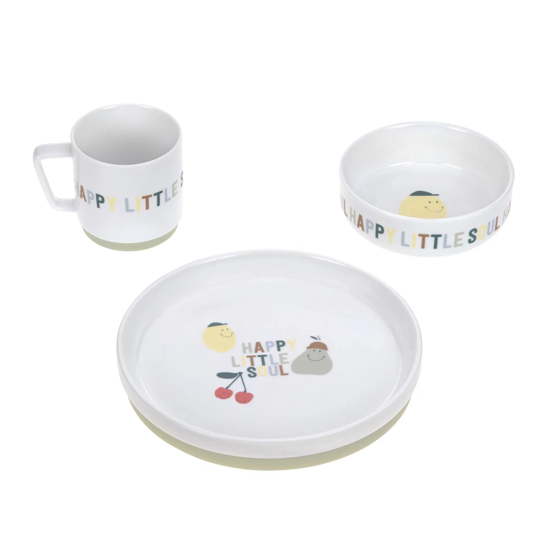 Lässig Kindergeschirr Set Porzellan - Happy Fruits Zitrone Kirsche