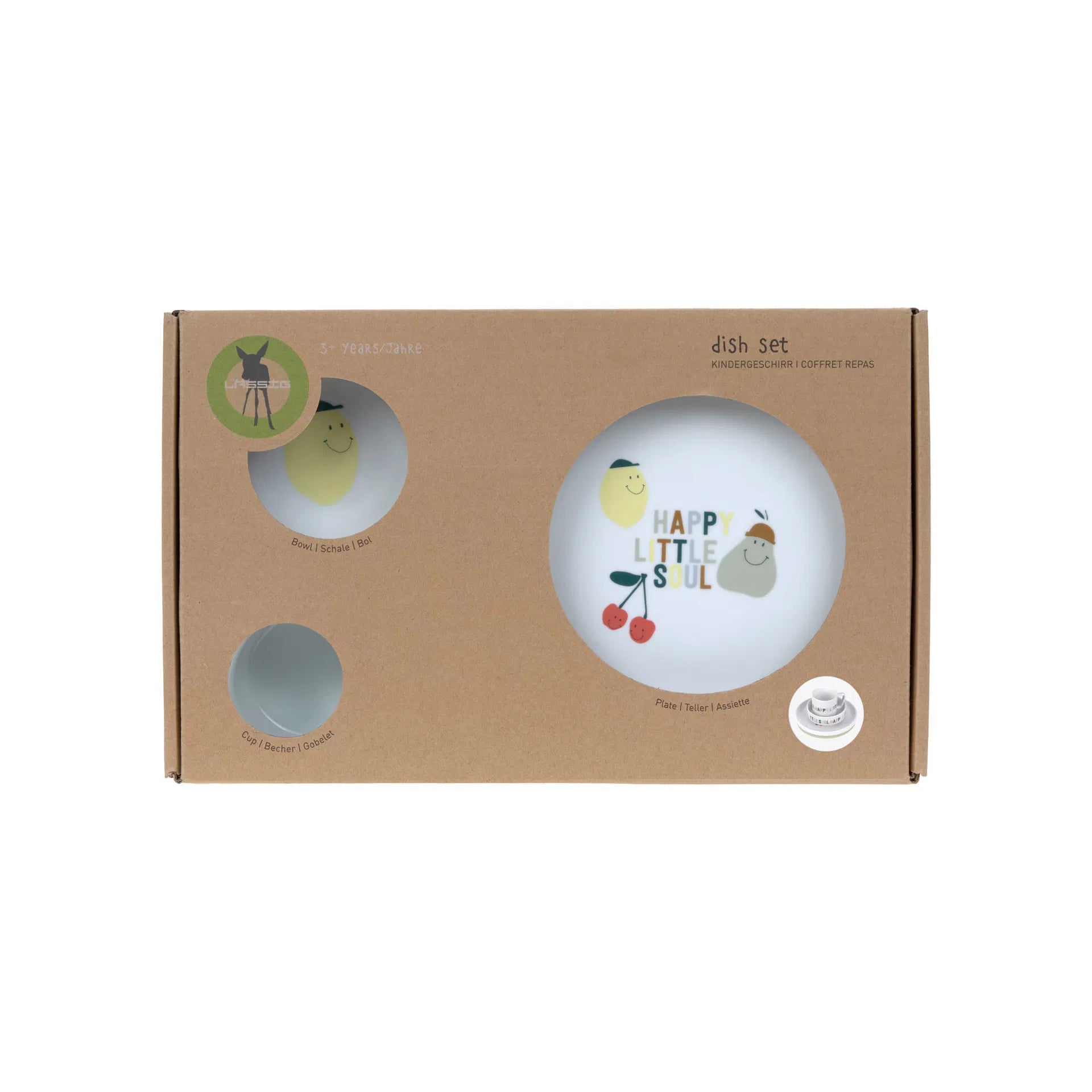 Geschenkverpackung Lässig Kindergeschirr Set Porzellan - Happy Fruits Zitrone Kirsche