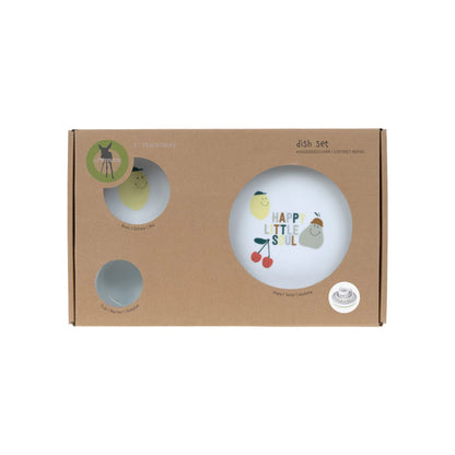 Geschenkverpackung Lässig Kindergeschirr Set Porzellan - Happy Fruits Zitrone Kirsche