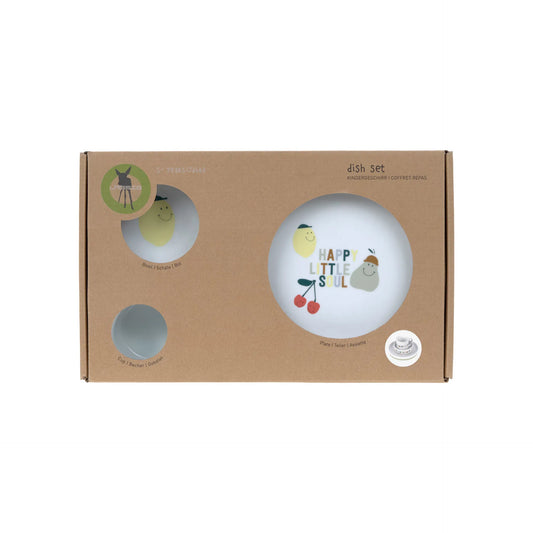 Geschenkverpackung Lässig Kindergeschirr Set Porzellan - Happy Fruits Zitrone Kirsche