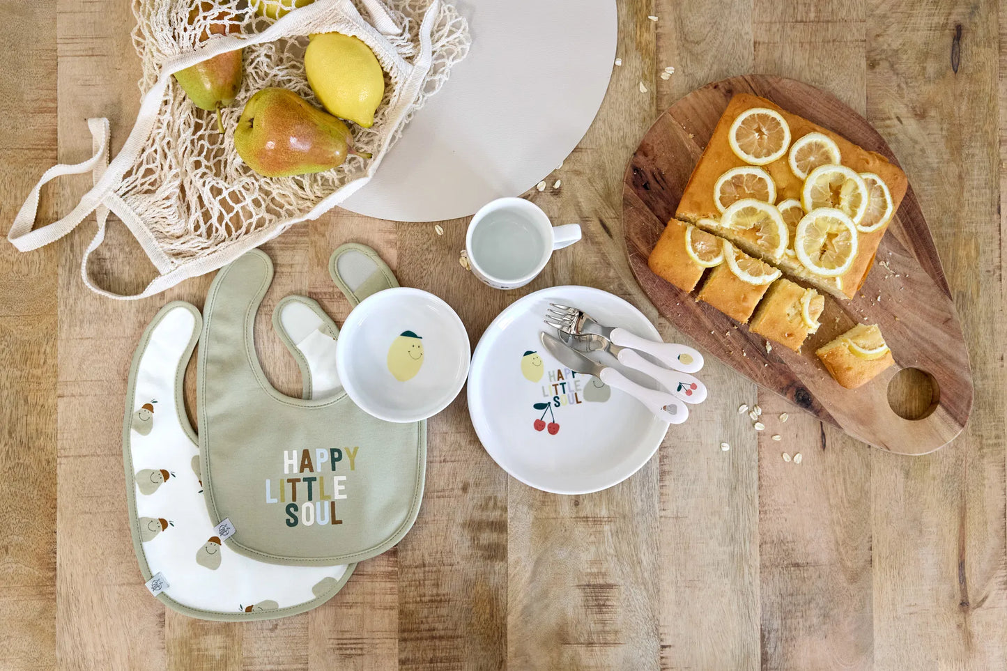 Lässig Kindergeschirr Set Porzellan - Happy Fruits Zitrone Kirsche