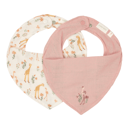 Little Dutch Bandana-Lätzchen 2er Set Rosa Blooming Safari
