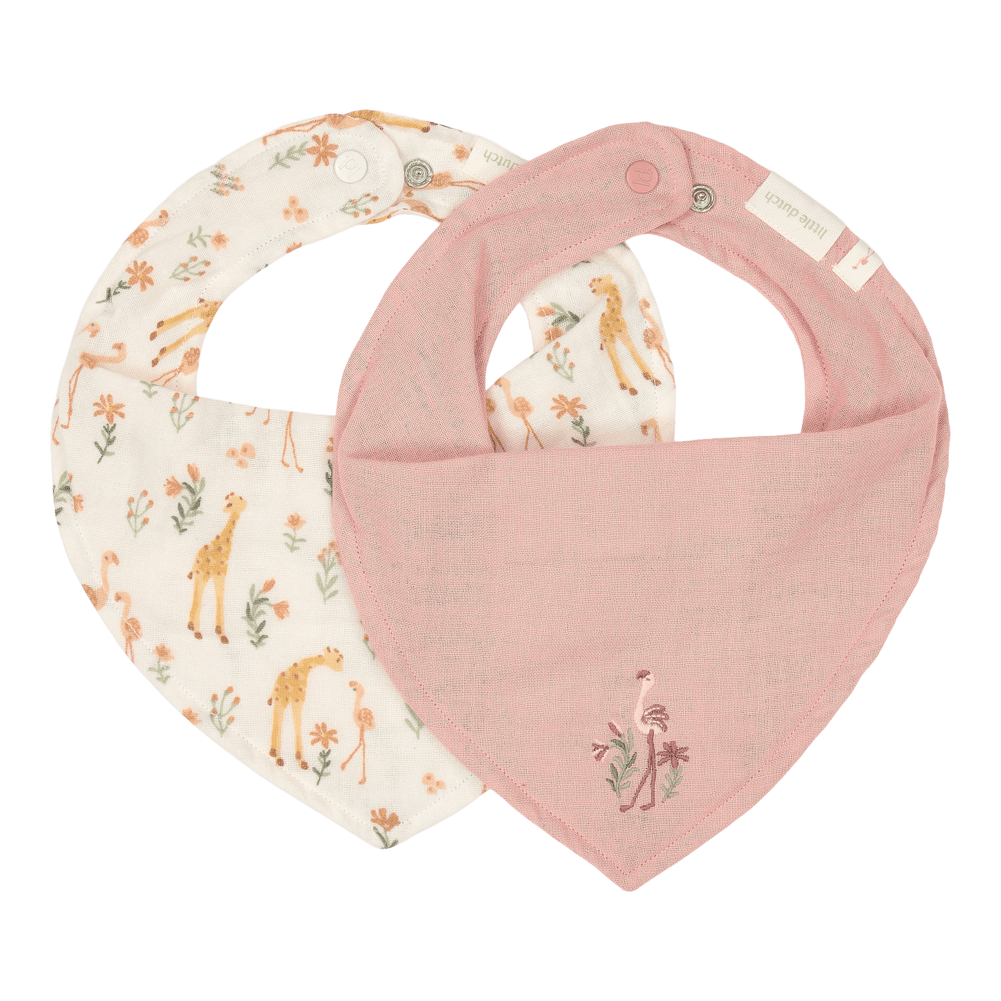 Little Dutch Bandana-Lätzchen 2er Set Rosa Blooming Safari