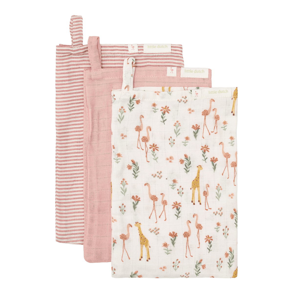 Little Dutch Waschlappen Set Rosa Blooming Safari