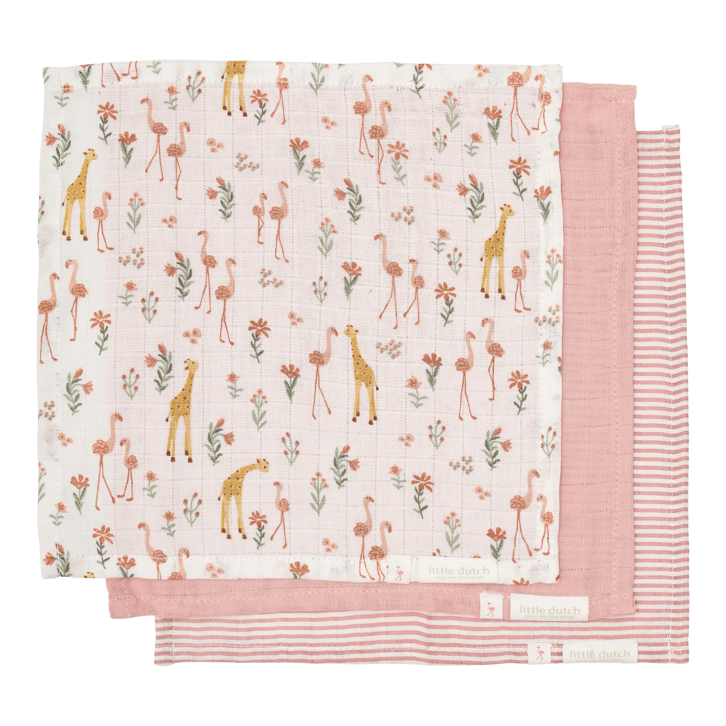 Little Dutch Mulltücher Set Rosa Blooming Safari