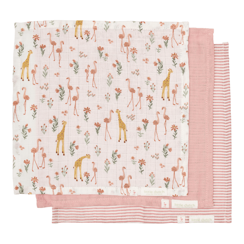 Little Dutch Mulltücher Set Rosa Blooming Safari