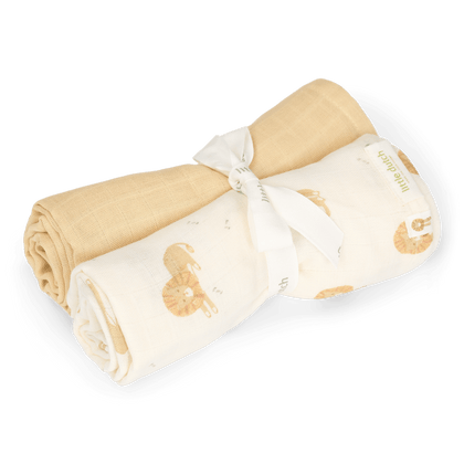 Pucktuch-Set 70x70 cm Gelb Safari Leo