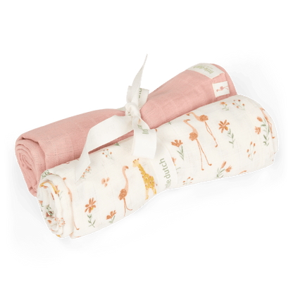 Little Dutch Pucktuch-Set 70x70 cm Rosa Blooming Safari
