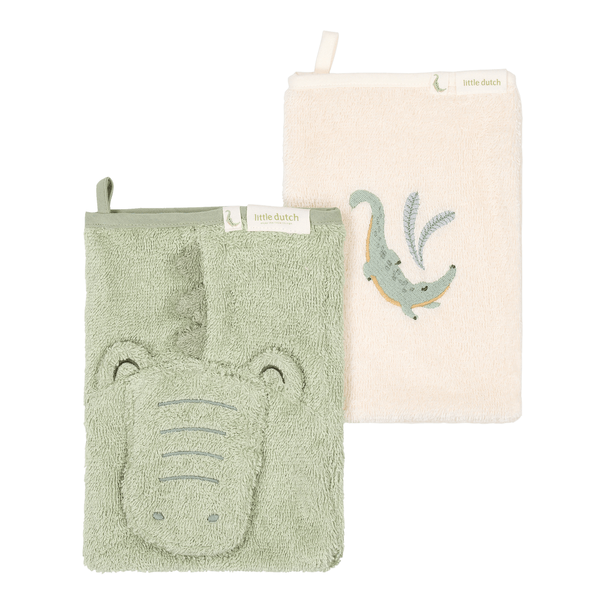 Little Dutch Waschlappen Set Krokodil Grün Safari Leo