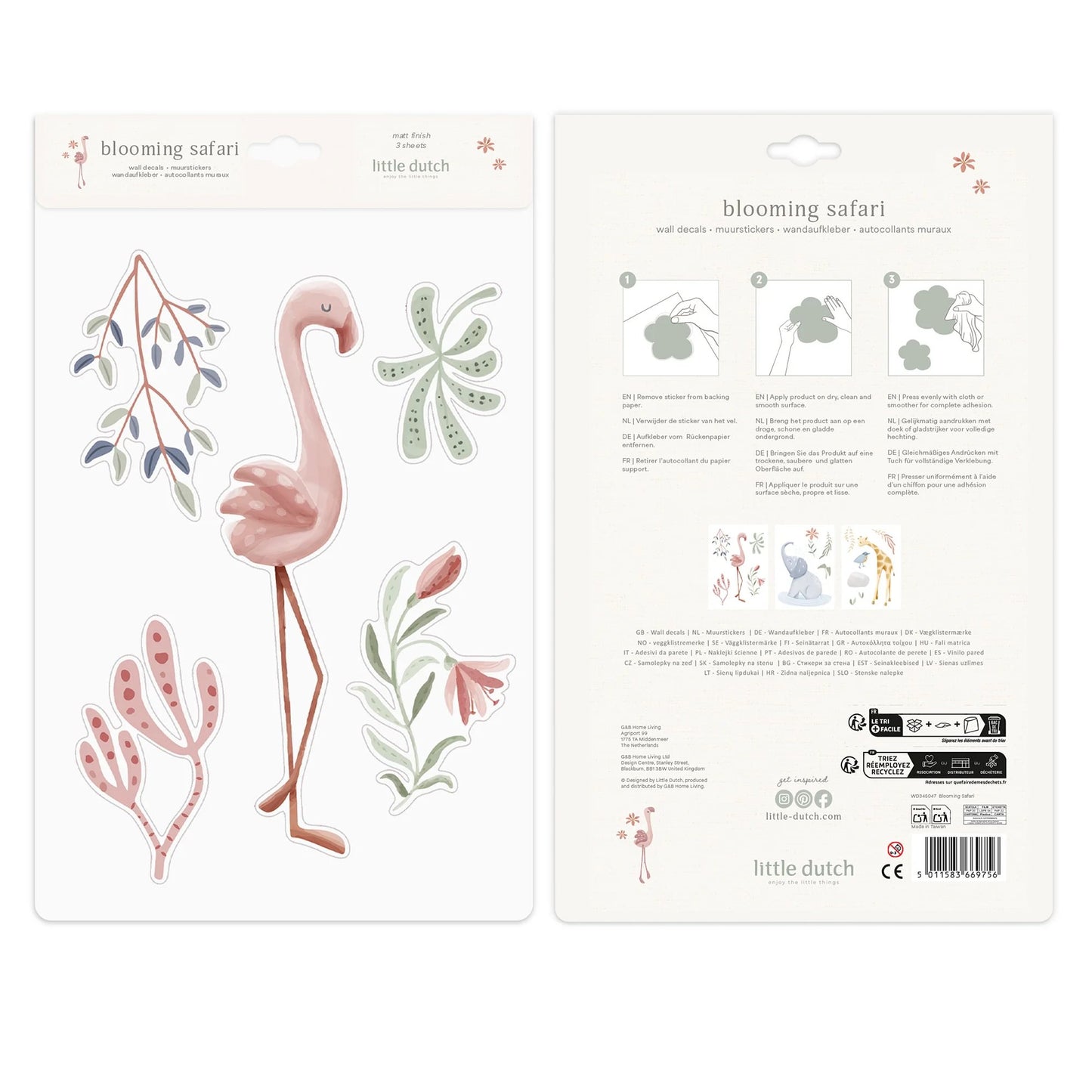 Little Dutch Wandsticker-Set Blooming Safari A3