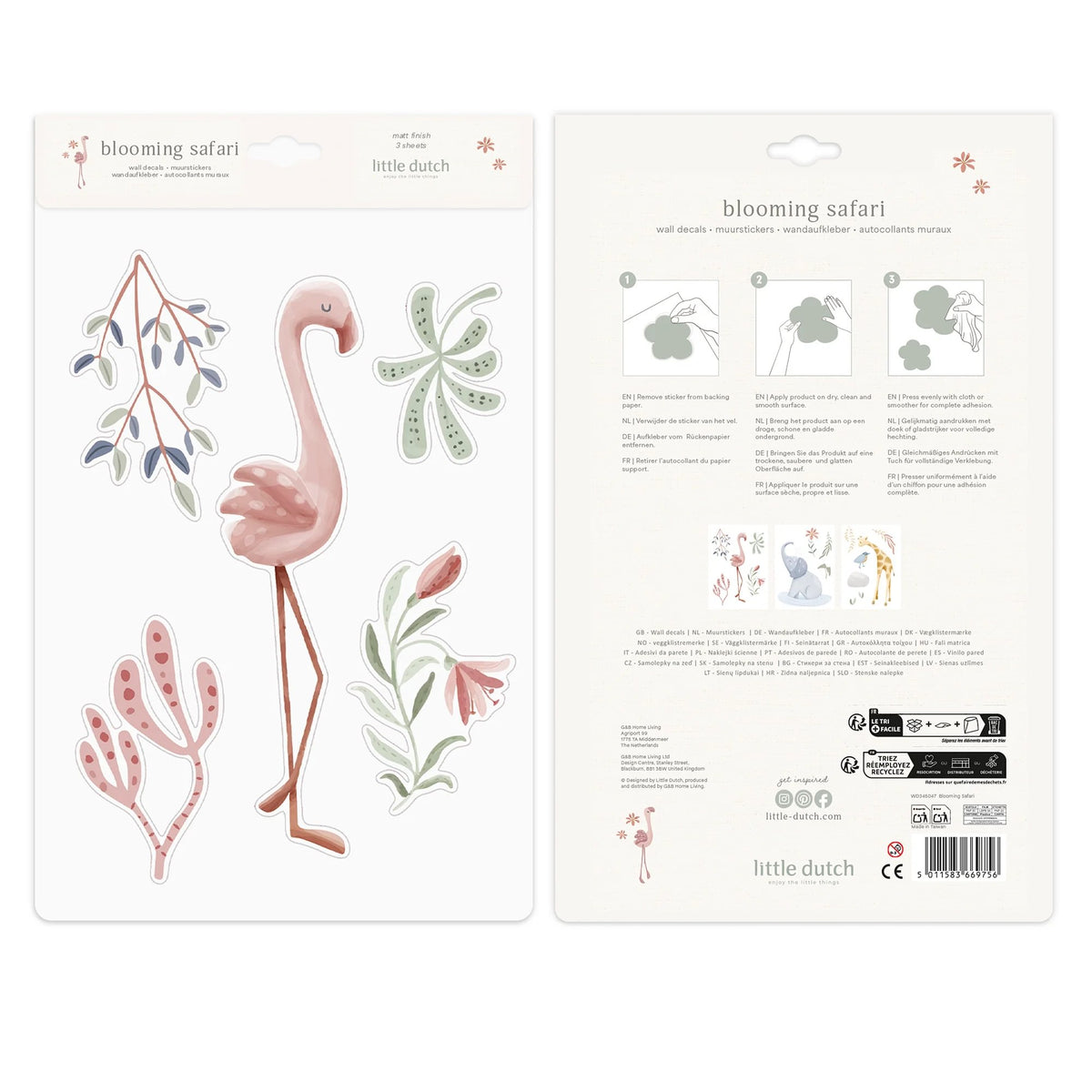 Little Dutch Wandsticker-Set Blooming Safari A3
