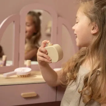 Little Dutch Holz Schminktisch rosa – Frisiertisch mit Spiegel & Hocker