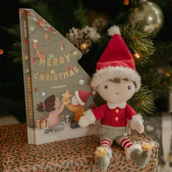 Little Dutch Weihnachtsbuch mit Kuschelpuppe Jim von der Seite