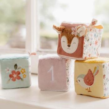 Little Dutch rosa Stoffwürfel Set Fairy Garden 4er Material Nahaufnahme