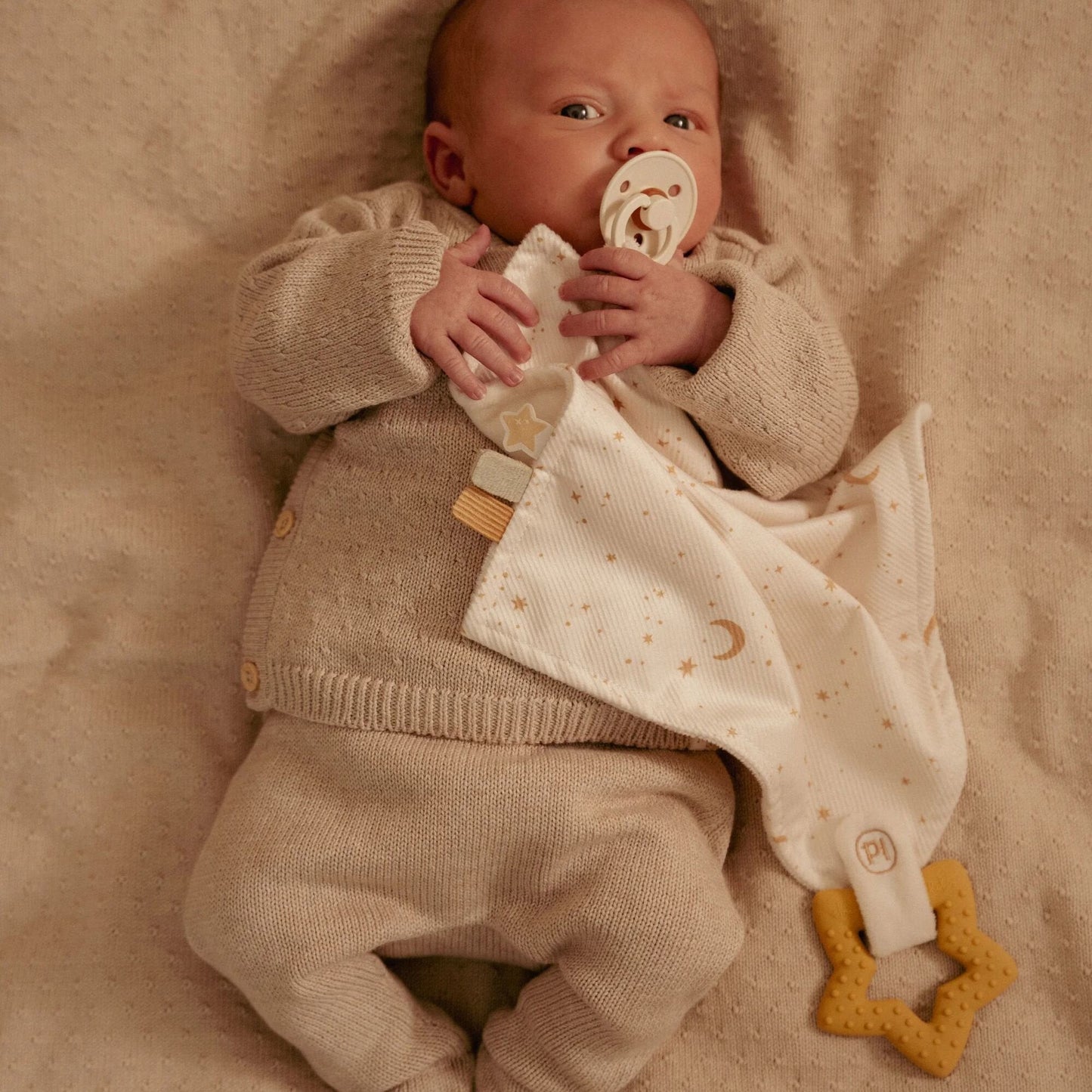 Schmusetuch mit Beißring abnehmbar - Newborn Naturals Little Dutch