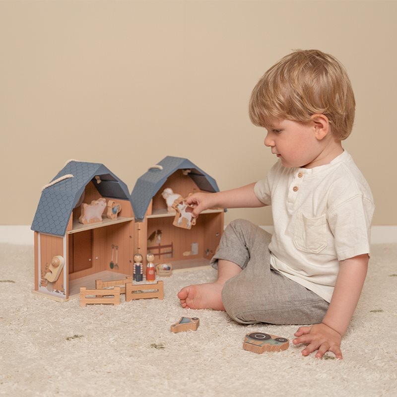 Little Dutch tragbares Puppenhaus Holz Bauernhaus Little Farm LD7152