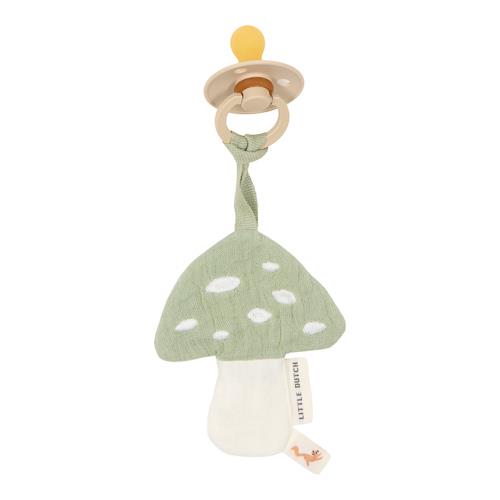 Little Dutch Schnullertuch Pilz grün – Forest Friends Bio-Musselin