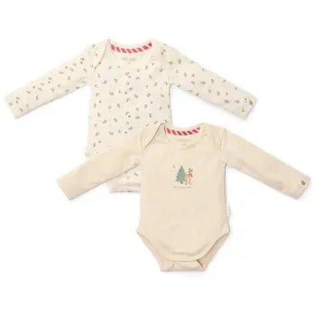 Little Dutch 2-pack Body langärmlich Little Christmas - Weihnachtsstrampler beige