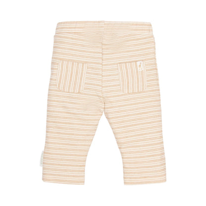 Rückansicht der braun gestreiften Little Dutch Babyhose mit praktischer Gesäßtasche