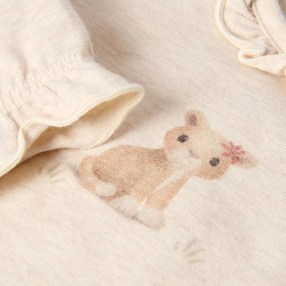 Details Little Dutch Babybody aus Baumwolle Bio mit Löwin-Print und Rüschen