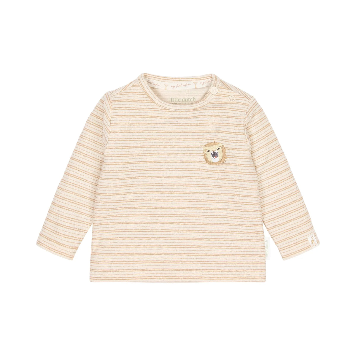 Little Dutch Baby Langarmshirt Braun mit Löwen-Stickerei und Streifen
