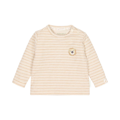 Little Dutch Baby Langarmshirt Braun mit Löwen-Stickerei und Streifen