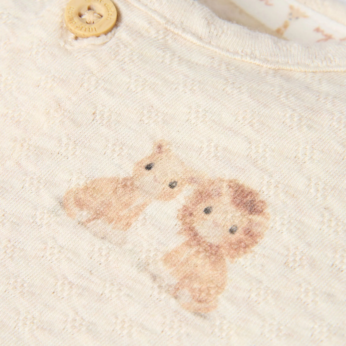 Little Dutch Baby Strampler Beige mit Löwe und Löwin Motiv Safari Friends